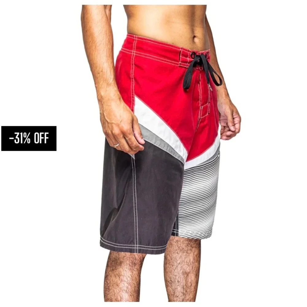 VTG‎ Oakley Voltage 2.8 Boardshorts  Mens 36 Red Black White Colorblock Surf Y2K